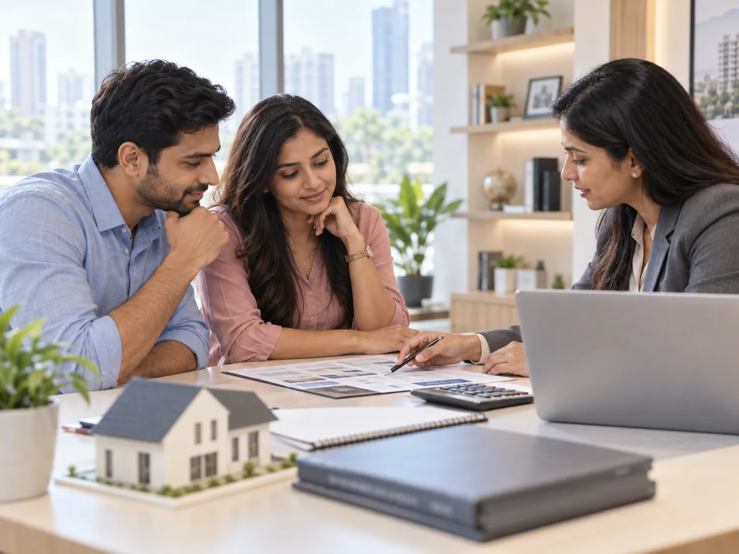 Couple reviewing home finance options with an advisor